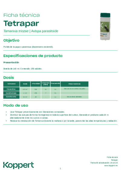 Ficha técnica de Tetrapar
