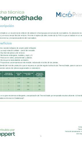 Ficha Técnica ThermoShade Ficha Técnica ThermoShade