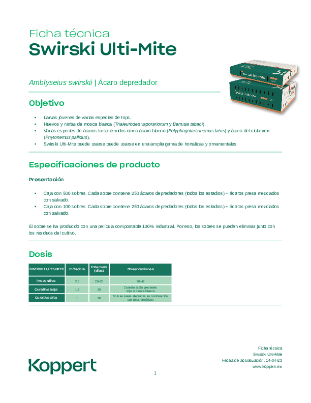 Ficha técnica Ulti-Mite Swirski