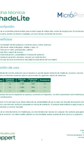 Ficha Técnica ShadeLite