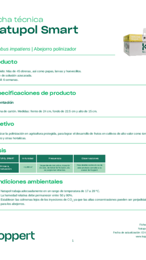 Ficha técnica Natupol Smart - © Koppert México S.A. de C.V. Ficha técnica Natupol Smart