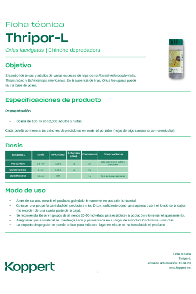 Ficha técnica de Thripor-L