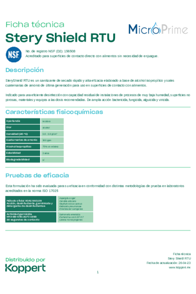 Ficha técnica SteryShield