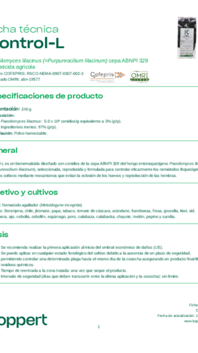 Ficha técnica Control-L