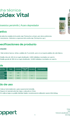 Ficha Técnica de Spidex Vital