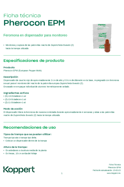 Ficha técnica Pherocon EPM