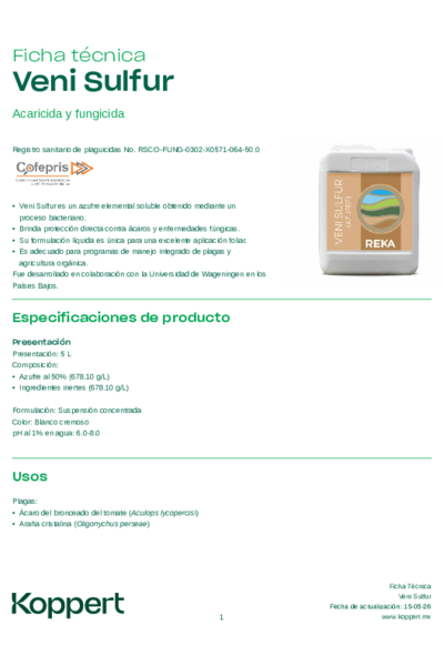 Ficha técnica del producto