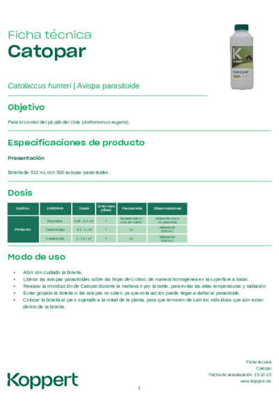 Ficha técnica de Catopar