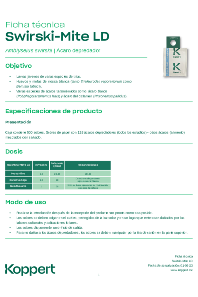 Ficha técnica de Swirski-Mite LD