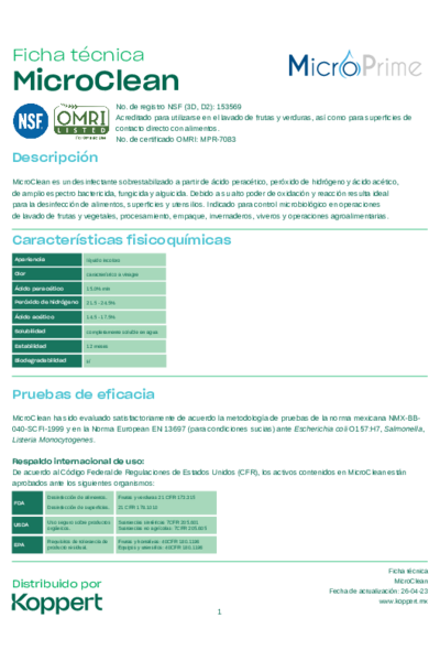 Ficha técnica MicroClean