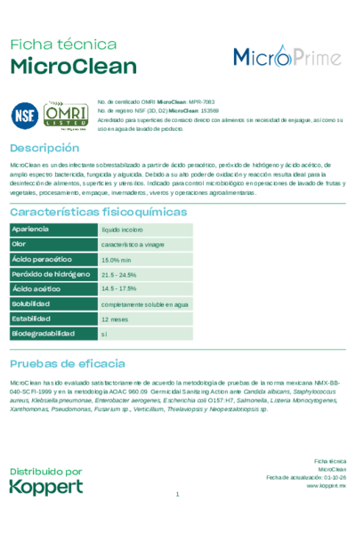 Ficha técnica MicroClean
