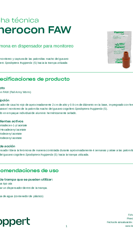 Ficha técnica Pherocon FAW