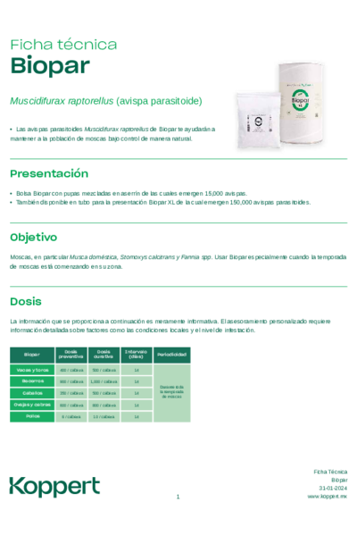 Ficha técnica Biopar