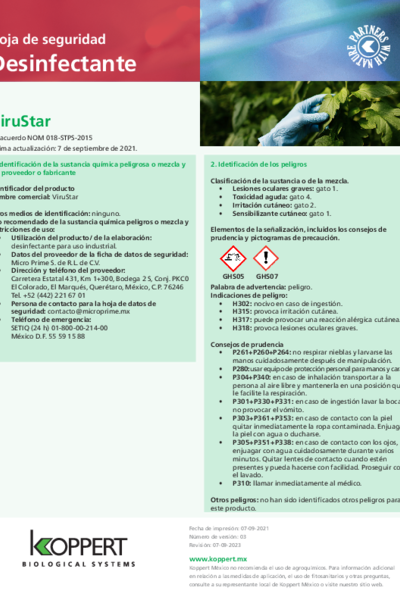 Hoja de seguridad ViruStar