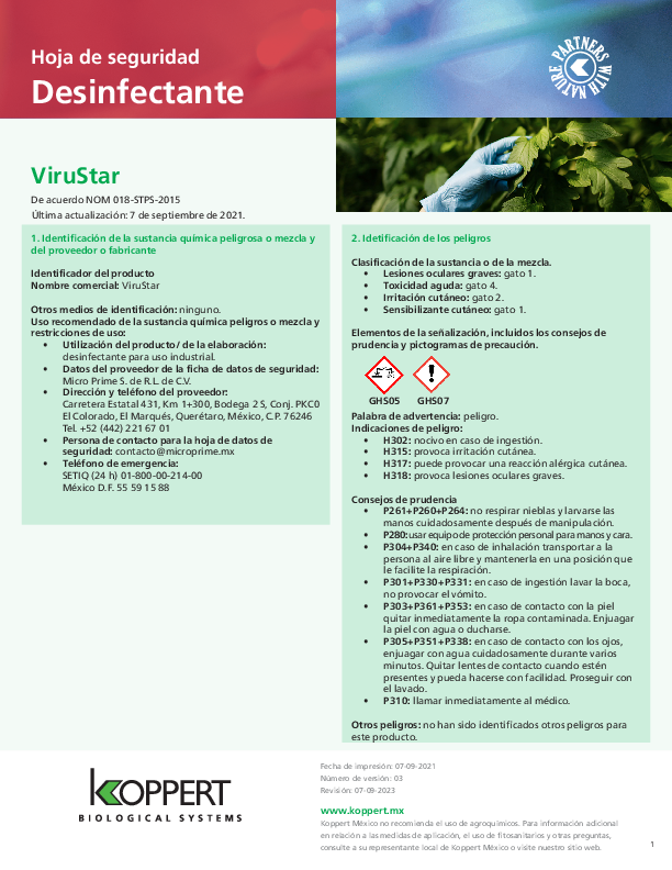 Hoja de seguridad ViruStar