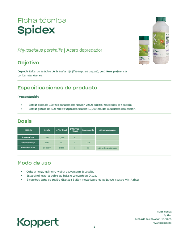 Ficha técnica Spidex