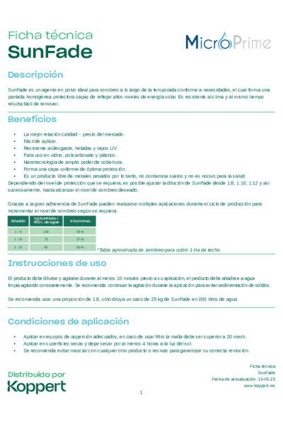 Ficha Técnica SunFade