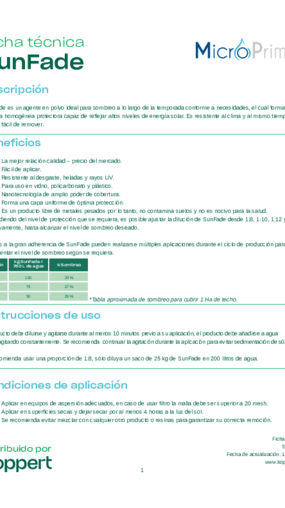 Ficha técnica SunFade