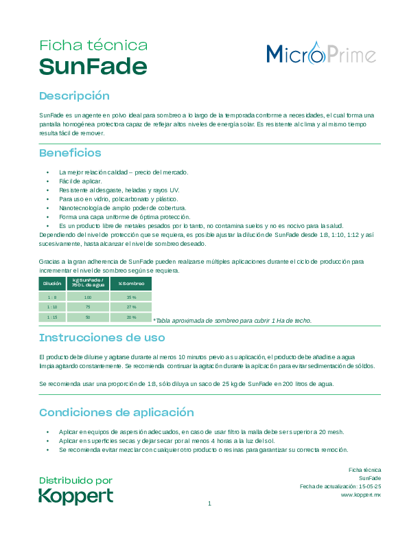 Ficha técnica SunFade