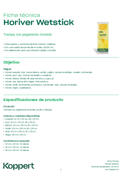 Ficha técnica Horiver Wetstick