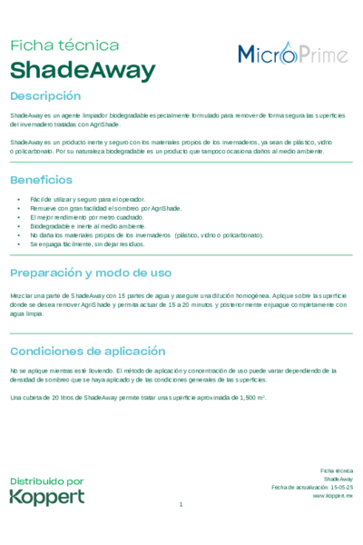 Ficha Técnica ShadeAway
