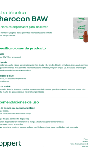 Ficha técnica Pherocon BAW - © Koppert México S.A. de C.V. Ficha técnica Pherocon BAW