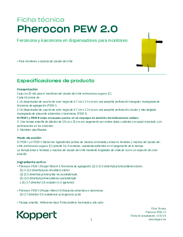 Ficha técnica Pherocon PEW