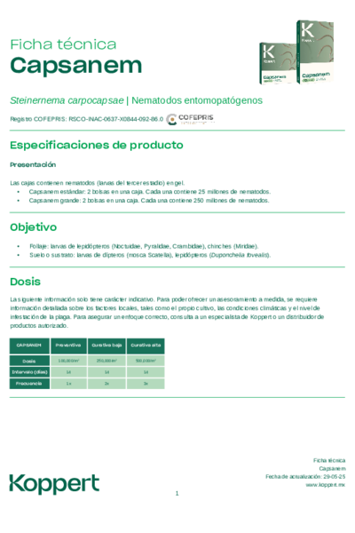 Ficha técnica de Capsanem