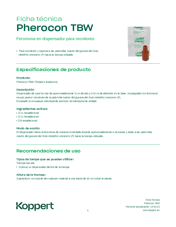 Ficha técnica Pherocon TBW