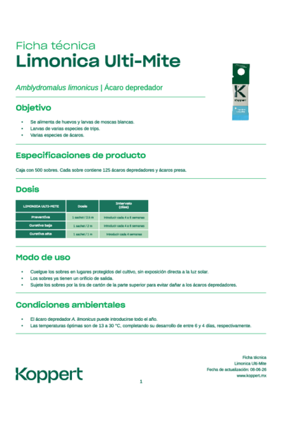 Ficha tecnica Limonica Ulti-Mite