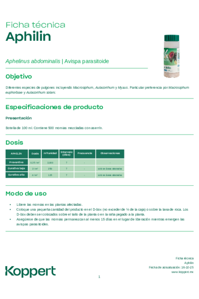 Ficha técnica de Aphilin