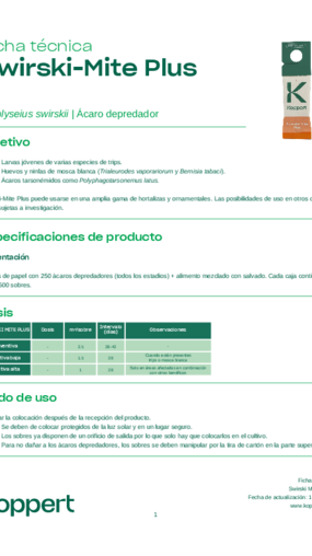 Ficha técnica de Swirski-Mite Plus