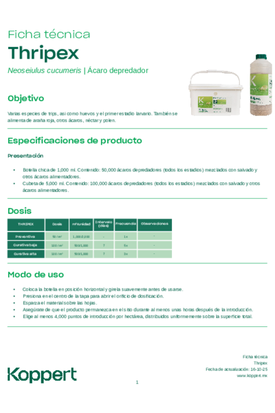 Ficha técnica de Thripex