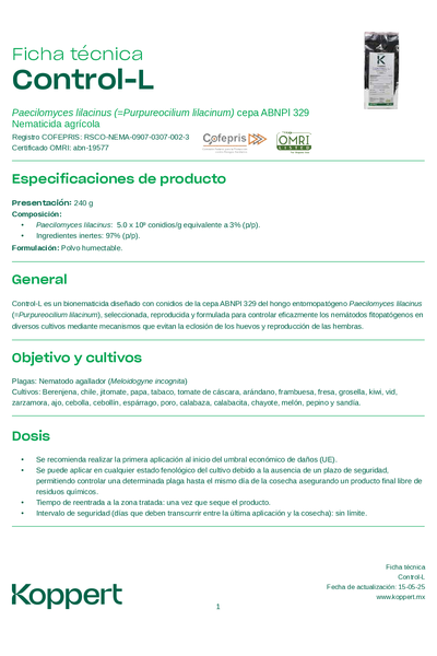 Ficha técnica Control-L