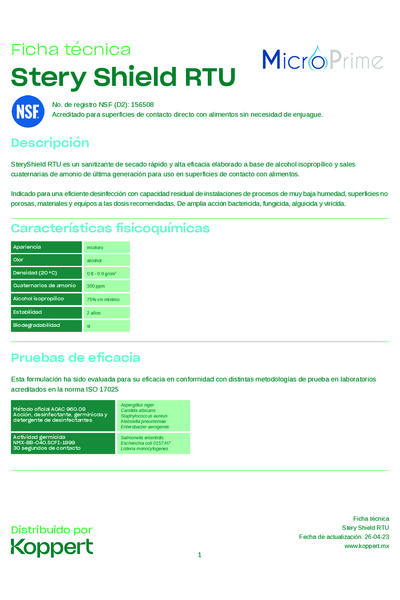 Ficha técnica SteryShield
