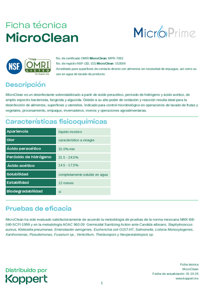 Ficha técnica MicroClean